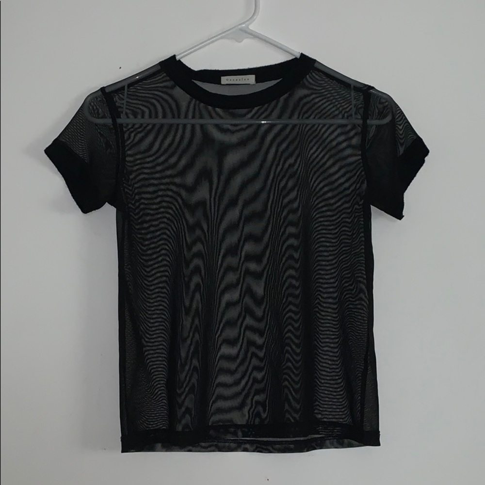 See through black crop top